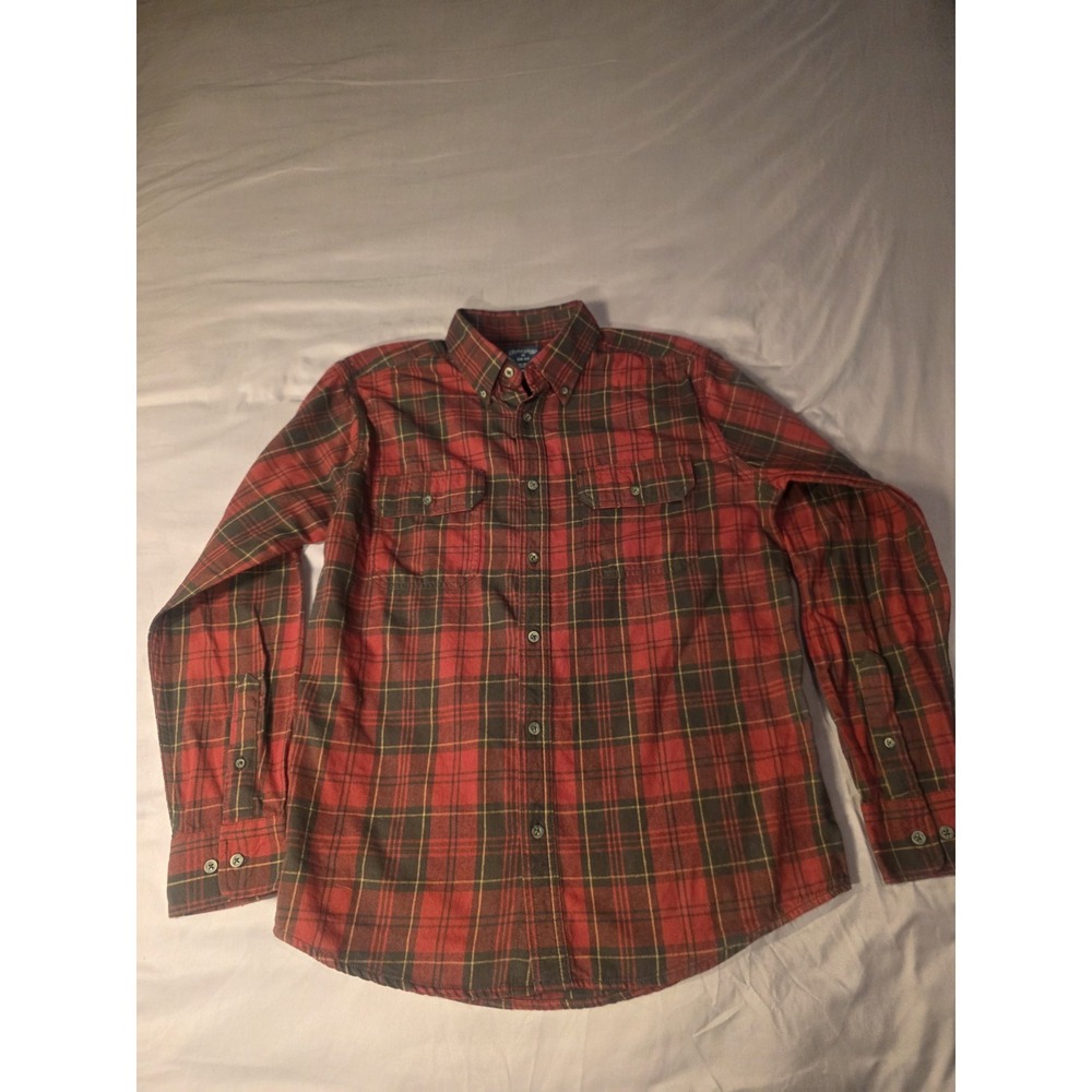 Faded Glory Flannel Mens Med 38-40 Red Buffalo Plaid 100% Cotton Casual Outdoors